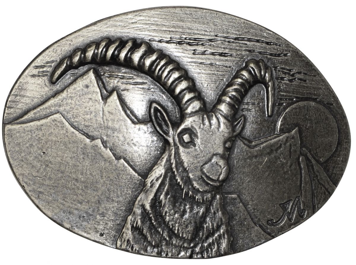 Gürtelschließe Widder 4,0 cm  Jagd Steinbock Sternzeichen Horoskop Mufflon 